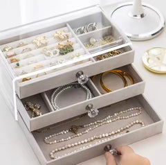 3 Drawers Acrylic Jewellery Box-Grey