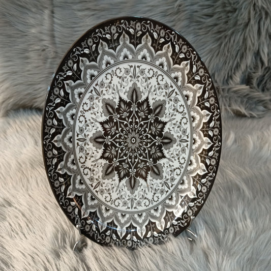 Melamine Oval Tray Black Flowers