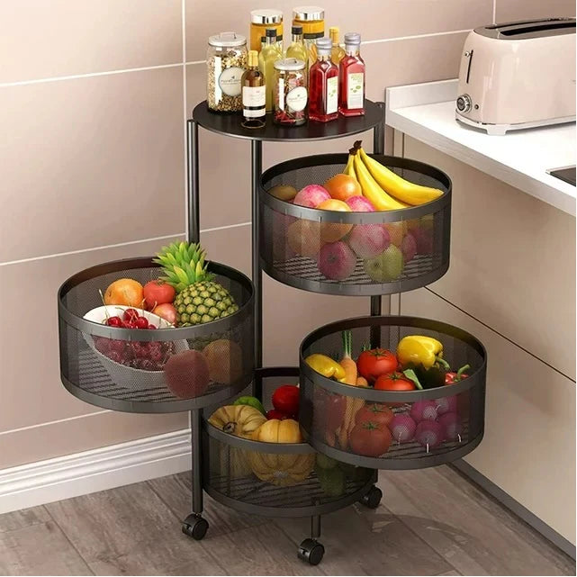 4 Tiers Rotatable Storage Trolley - Round