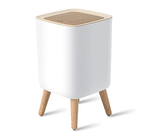 7L Press-Top Modern Square Plastic Trash Bin with Lid