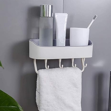 Wall Mounted Shower Shelf Wall Mountable (White)