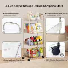 4 Tier Transparent Acrylic Rolling Trolley