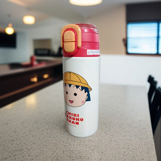 Cartoon-Themed Steel Water Bottle-Red and White