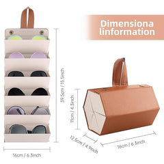 6 Slots Leather Sunglasses Organizer-Brown