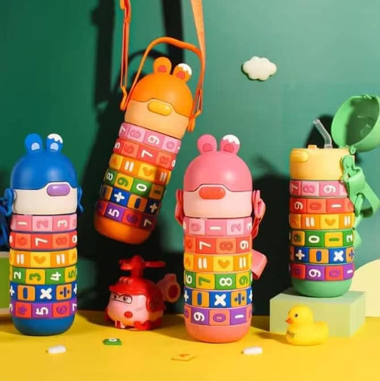 Puzzle Design Water Bottle-Pink
