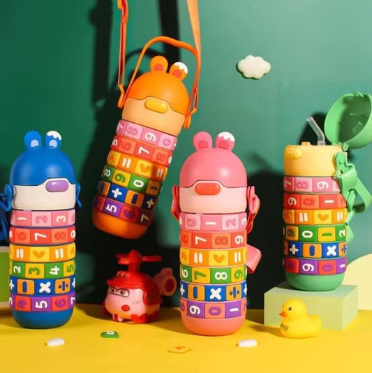 Puzzle Design Water Bottle-Orange