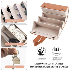 6 Slots Leather Sunglasses Organizer-Brown