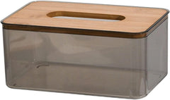 Transparent Tissue Box with Wooden Lid