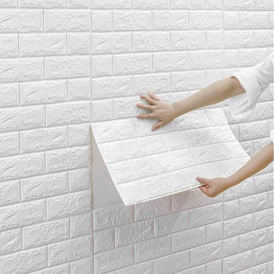 3D Brick Design Wall Sheet (1MM)-White