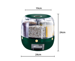 6 Compartment Grain Storage Dispenser Green-M