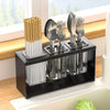 Acrylic Cutlery Holder With Metal Stand-Black