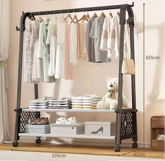 Movable Standing Clothes Rack With Wheels