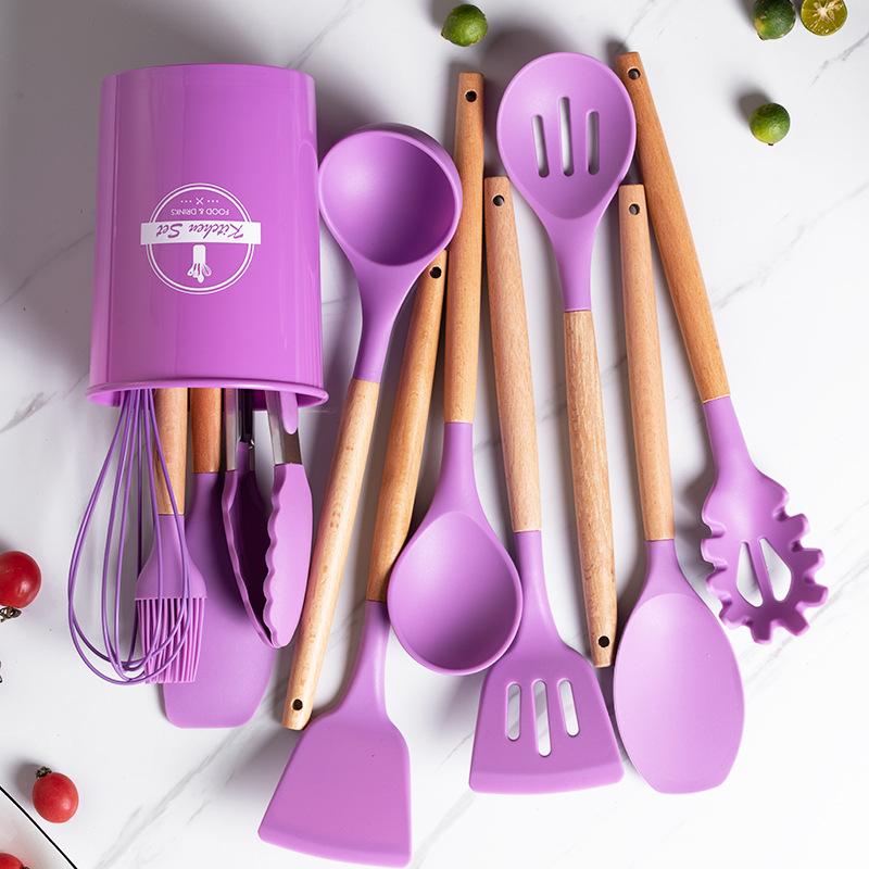 12 pcs Non-Stick Cooking Kitchen Utensils-Purple