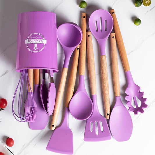12 pcs Non-Stick Cooking Kitchen Utensils-Purple