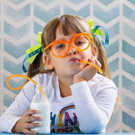 Multi Color Novelty Soft Plastic Straw Glasses