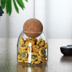 Glass Jar with Wool Ball Lid-Small