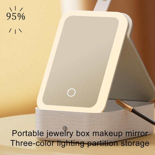 Travel Makeup Mirror with Light-White