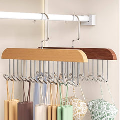 Wooden Hanger with 8 Spiral Hooks (Brown)
