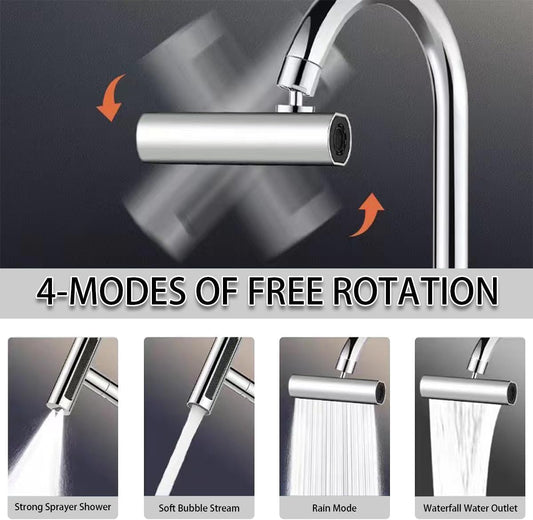 4 in 1 Waterfall Kitchen Faucet, 360° Swivel Faucet