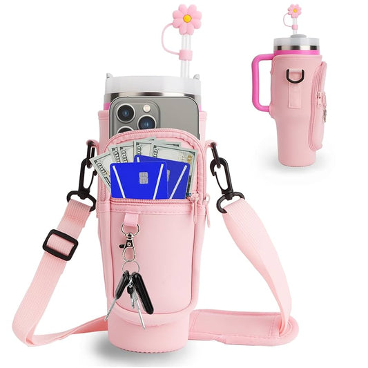 Water Bottle Carrier Bag with Phone Pocket