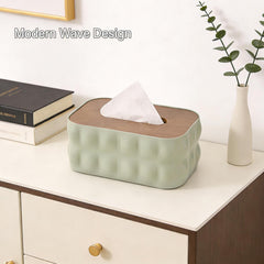 Napkin Holder With Wooden Lid-Light Green