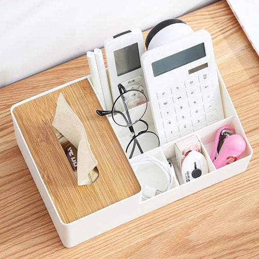 Wooden Tissue Box With Shelves