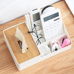 Wooden Tissue Box With Shelves