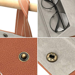6 Slots Leather Sunglasses Organizer-Brown
