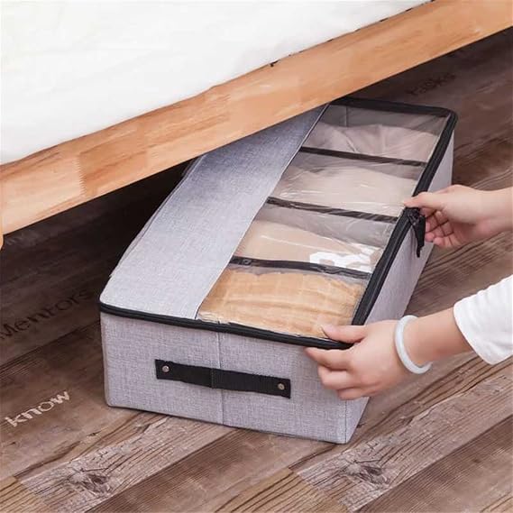 4 Partition Non Woven Transparent Shoes Organizer