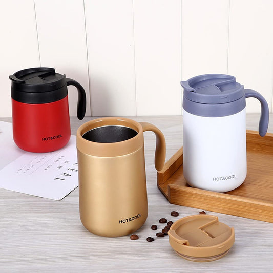 1 Pc Vacuum Coffee Mug 500ml-Golden