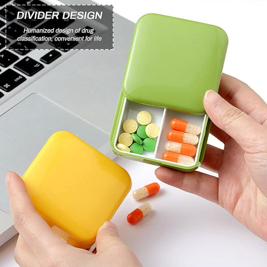 Portable Push-Pull Pill Box Two Compartments