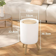 7L Press-Top Modern Round Plastic Trash Bin with Lid