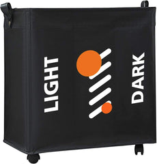 3 Section Laundry Basket with Wheels-Black