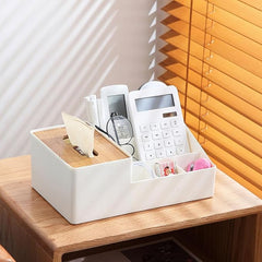 Wooden Tissue Box With Shelves