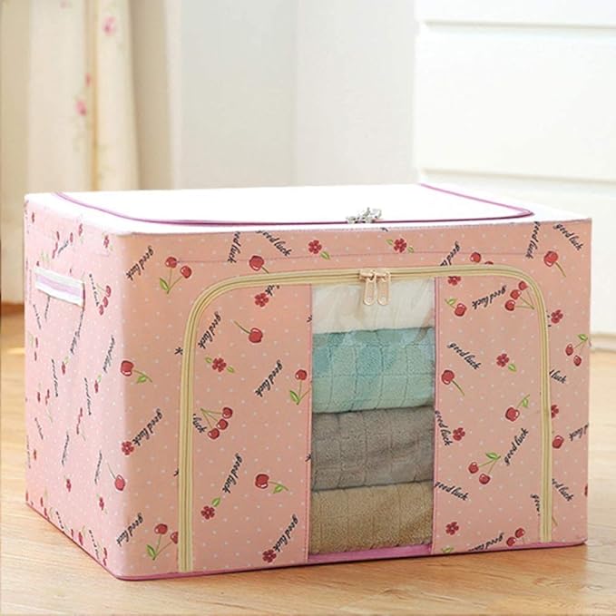 Foldable Clothes Storage Box (66L)-Pink