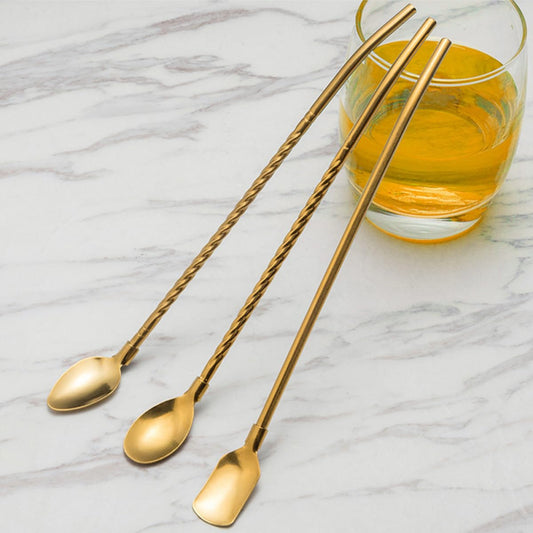 Golden Spoon & Straw Set