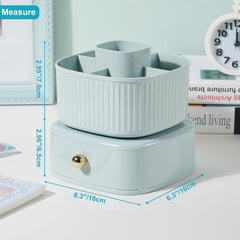 Rotating Cosmetic Holder with Drawer-Light Green