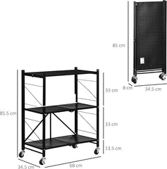 3 Layer Foldable Kitchen Storage Trolley