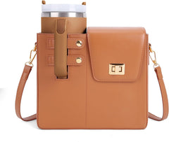 Crossbody Water Cup Storage Bag-Brown