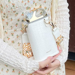 Elegant Water Bottle with Pouch-White