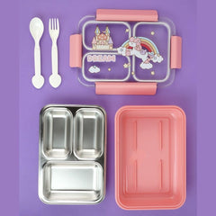 Stainless Steel Kids Lunch Box-Pink