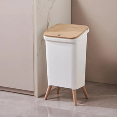 16L Press-Top Modern Trash Bin with Lid White