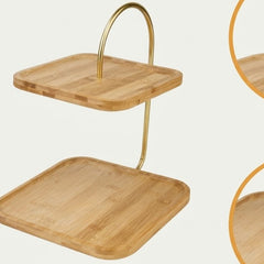 2 Tier Square Wooden Tray