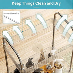 4 Tier Transparent Acrylic Rolling Trolley