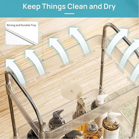3 Tier Transparent Acrylic Rolling Trolley