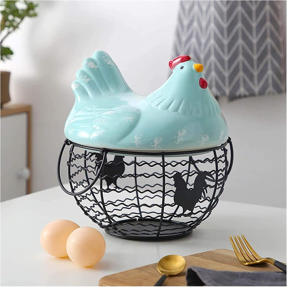 Metal Egg Storage Basket (Sky Blue)