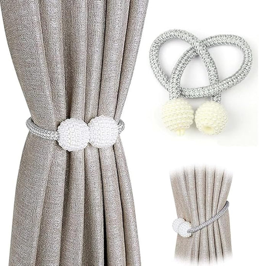 2 Pcs Curtain Holders Punch-Free Thick Rope