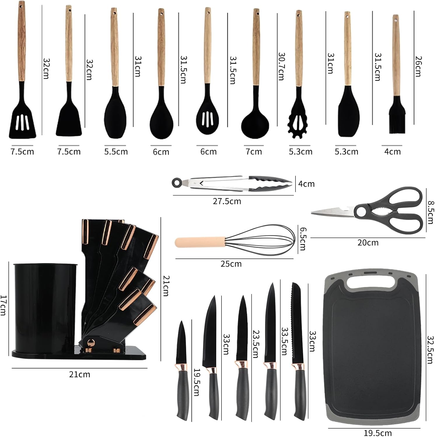 19 Pcs Kitchen Utensils Set-Pink