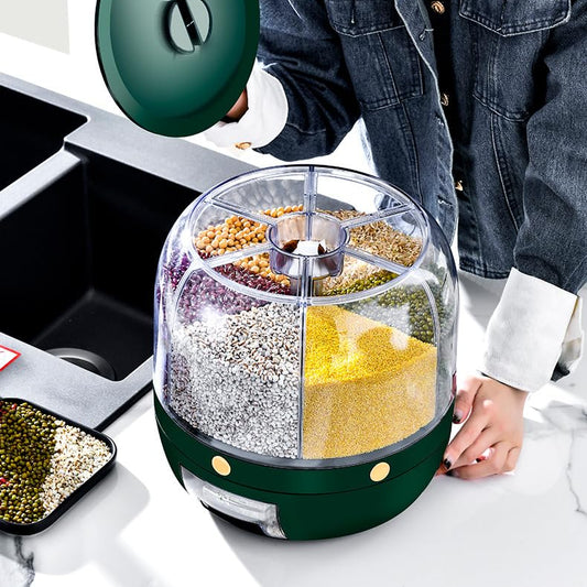 6 Compartment Grain Storage Dispenser Green-M