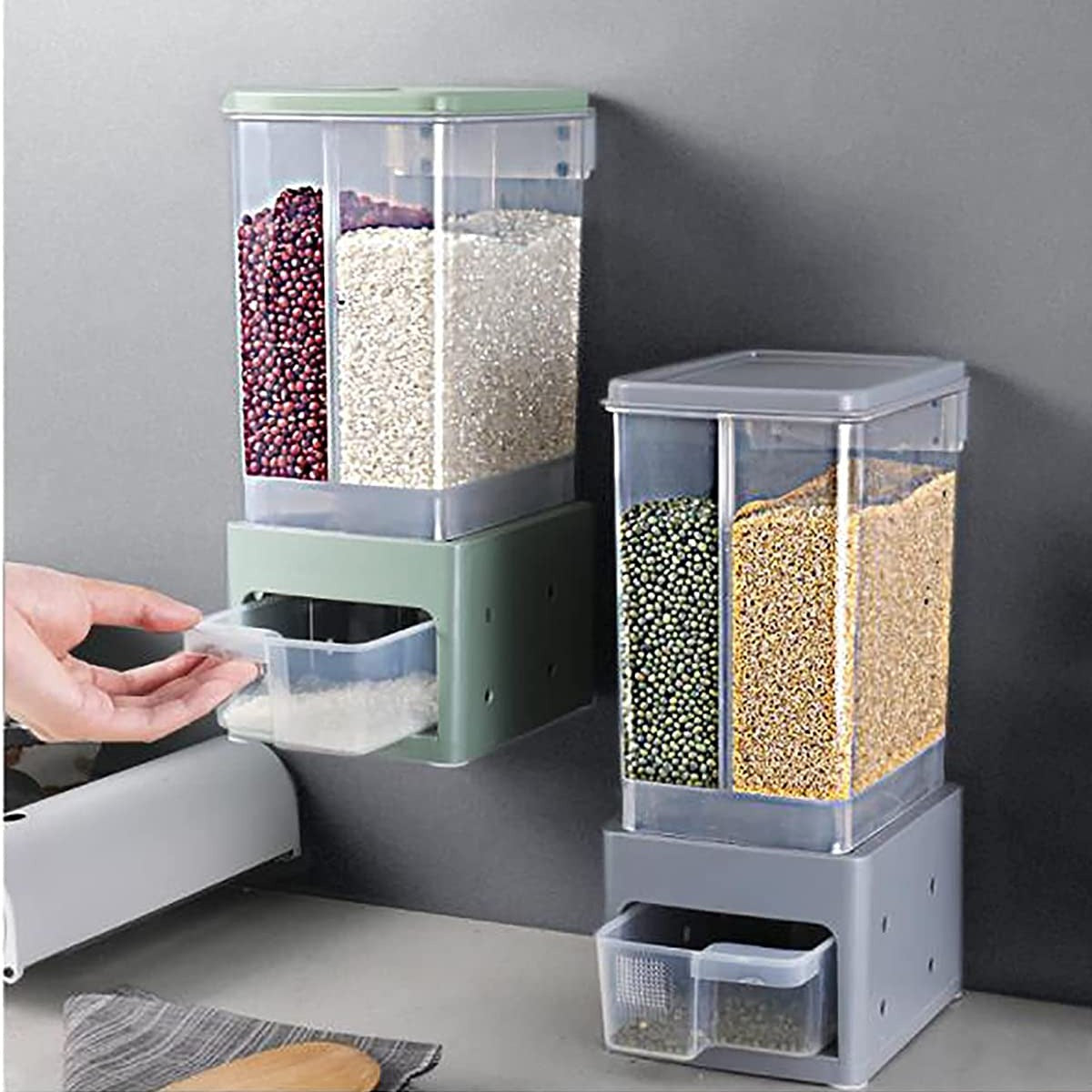 Two-Grid Grain Storage Box-Grey (Minor Damage)
